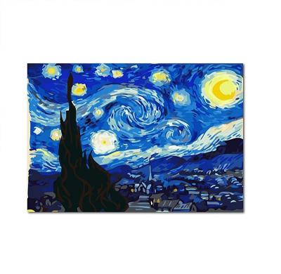 China Modern DIY Oil Painting Paintings Paint By Number Children Adults 16x20 Inch (Starry Night Van Gogh) Unframed for sale