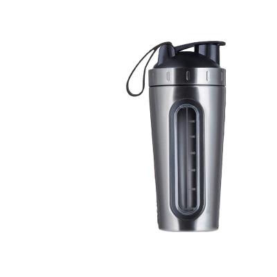 China 700ml Gym Logo Stainless Steel Viable Metal Insulated Protein Blender Custom Shaker Bottle Eco Friendly With Window for sale