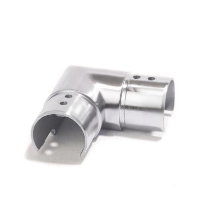 China Modern 304 316 Stainless Steel Elbow Balustrades and Balustrade Fittings Precision Casting 90 Degree Corner Slot Tube for sale