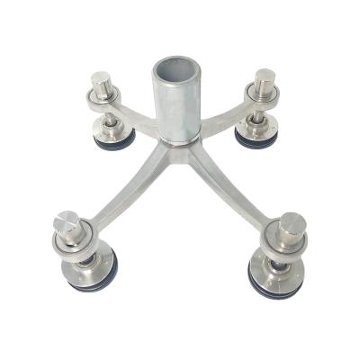 China Wall Mounted Glass Spider Fittings Stainless Steel Four Way Post Mounted Wall Spider Rack for sale