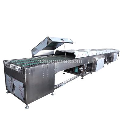 China Snack Factory Rail Conveyor Chocolate Cooling Tunnel For Pulled Chocolate Molding Machine Semi Automatic Chocolate Depositor for sale