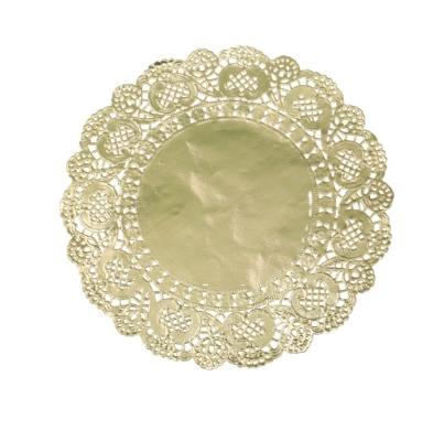 China Sustainable Wholesale Food Grade Oil Blotter Gold Ribbon Round Lace Paper Doilies for sale