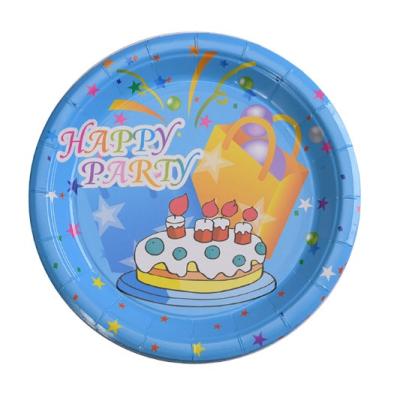 China Wholesale Disposable Paper Plates Party Supplies Tableware Birthday Party Decoration Disposable Dinner Dish for sale