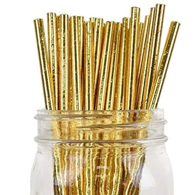 China Diameter 6mm Straw Eco Friendly Gold Paper Disposable Wholesale Paper Drinking Straw for sale