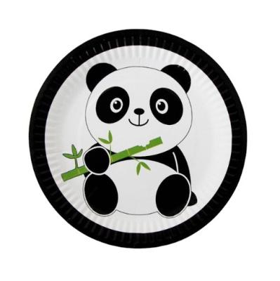 China Panda Birthday Party Decoration Children's Party Supplies Tableware Set Paper Plate for sale