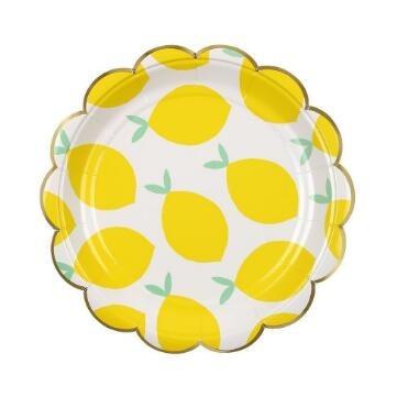 China New Lemon Pattern Paper Plate Paper Cup Disposable Paper Napkin Set Disposable Party Tableware Set for sale