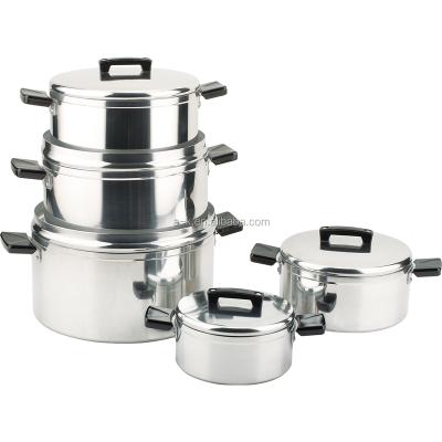 China Universal Gas Kitchen Cooking Double Handle Pot 3pcs Stainless Steel Pot Steamer for sale