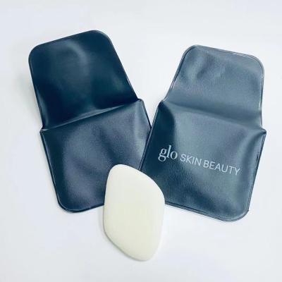 China Mini Refillable Velvet Satin Cosmetic Sponge Makeup Fluffy Powder Puff With PVC Bag for sale