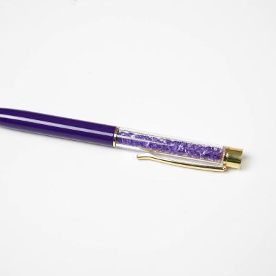 China Pen Floating Golden Flakes Metal Crystal Ball Office Promotional Pen for sale