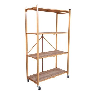 China Ready Rack Folding Pallet Stretching Portable Metal Heavy Duty Folding Racks Rolling Shelving Unit With Wheels for sale