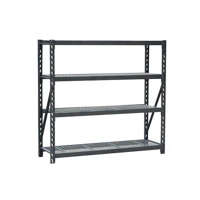 China Suitable for Outdoor Hoifat Industrial Warehouse Modular Black Heavy Duty Industrial Warehouse Wall Metal Display Storage 4 Tier Shelving Rack Unit With Baskets for sale