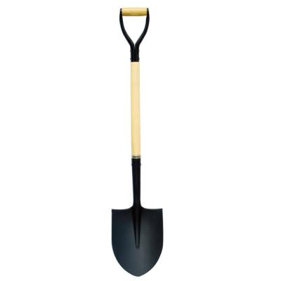 China Outdoor Farming Tool Y Type Grip Wooden Handle Round Point Shovel with 215mm Blade for sale