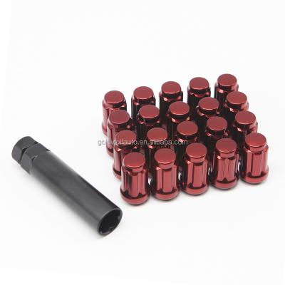 China Narrow End Red 6 Spline Outer Lug Nut 35mm for sale