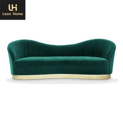 China High Quality Hot sell Simple italian design  love seater couches velvet green curved sofa for sale