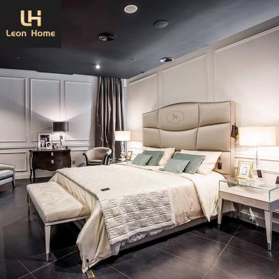 China Storage italian bed room furniture tall headboard bedroom set furniture bed sets luxury bedroom king size bed for sale