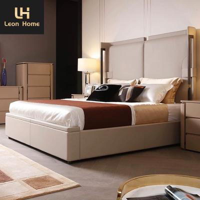 China Quality Postmodern bedroom furniture luxury leather king size bed simple design queen bed frame for sale