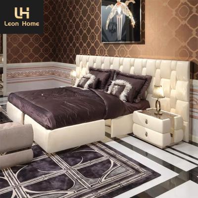 China Quality High End Bedroom Set Italian Designer Furniture up-holstered bed Modern Luxury Leather Bed for sale