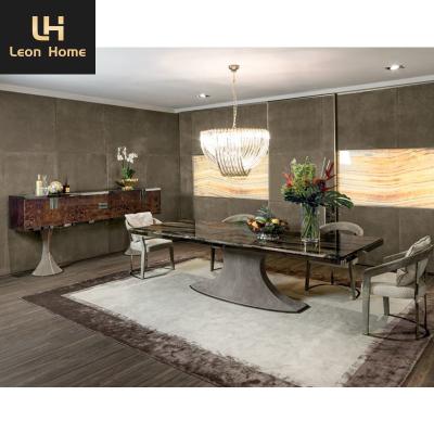 China High Quality New design Italian dining table luxury dining table and chairs upholstery with leather marble dining table for sale