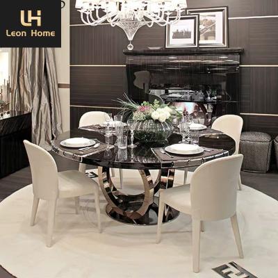 China High Quality Elegant wood dining table 6 seater set Italian Design luxury marble round dining table for sale