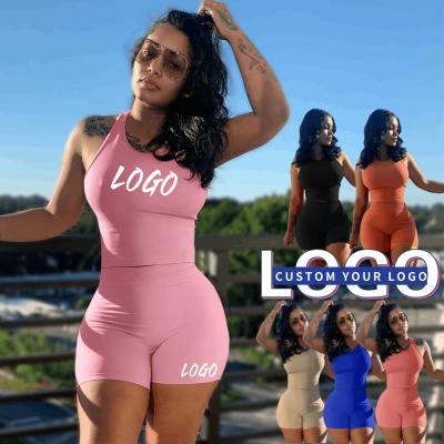 China DL88006 QUICK DRY sexy tank sports suits summer women custom logo set fashion short two-piece casual wear for sale