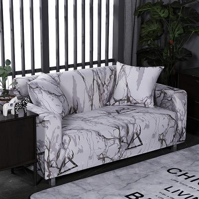 China Modern Marbling Elastic Corner Sofa Cover, Blue Polyester Spandex Seat 1/2/3/4 Piece Sofa Couch Chair Protector Living Slipcover for sale
