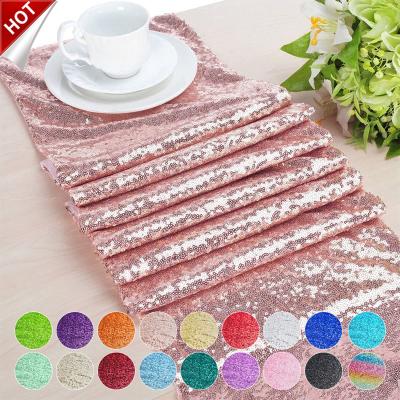 China 2020 Custom Dobby Wedding Party Decorations Sequin Table Runner, Hotel/ Wholesale Sequin Rose Gold Table Runner for sale