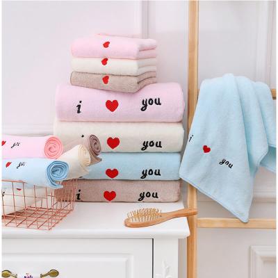 China Comfortable Personalized Color Embroidery 290g Microfiber Women Bath Towel QUICK DRY for sale