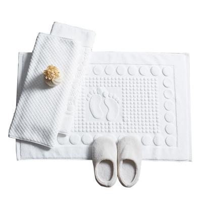 China Custom Comfort Cotton Footprint Bath Foot Mat Towel Shower Hotel Floor Towel for sale