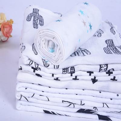 China Logo OEM Spain Style Comfy Custom Muslin 47x47 Baby Receiving Blanket for sale