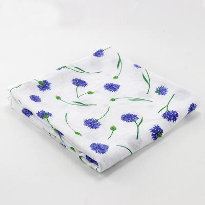 China Soft Organic Cotton Flower Pattern Baby Muslin Wrap Wrap Blanket for sale