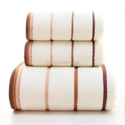 China Plain QUICK DRY Style Age Grade Adults Home Environment Customize Logo Specification Fancy Striped Bath Towels for sale