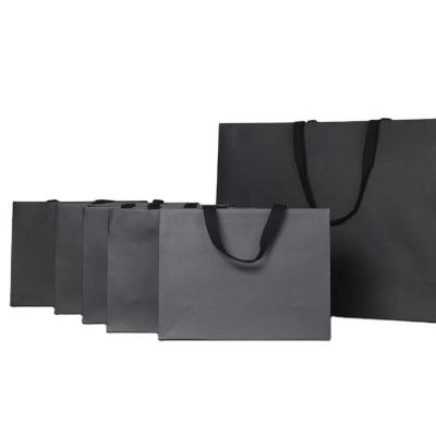 China Wholesale Cheap Price Good Quality Black Paper Bag Recyclable For Clothes Gift for sale