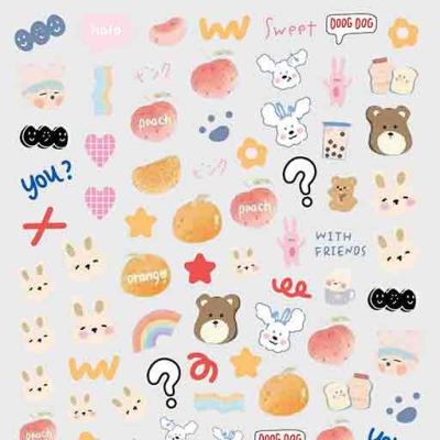 China Fashionable The Latest Nail Art Stickers Flower Smile Nail Art Stickers Decals 3D Cartoon Nail Art Supplies for sale