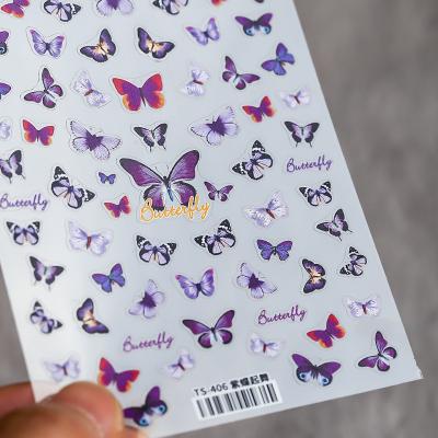 China TS-406 Butterfly Series Fashionable Nail Art Stickers 5D Embossed Butterfly Nail Stickers for sale