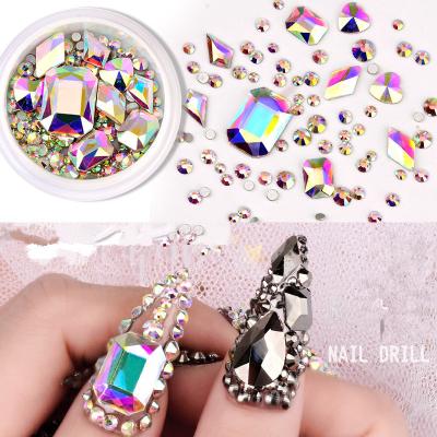 China Finger Decoration Glass Octagon Multi Shapes Random Mixed Flat Back Fake Stone For Nail Art DIY 3D Designs for sale