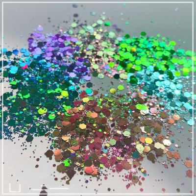 China Finger Decoration 9 Colors Shiny Irregular Hexagon Rainbow Mixed Effects Shimmer Nail Art Glitter Sequins For DIY Fashion Decor for sale