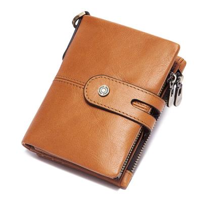 China Factory Hot Sale RFID Leather Wallet With Key Chain Men Travel Card Holder Bifold Wallet for sale