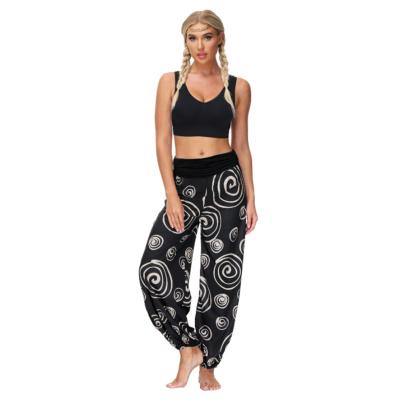 China Hot Sale Anti-Wrinkle Women Summer Pants Digital Printing Loose Fit Women Ankle Banded Pants For Yoga Gym And Workout for sale