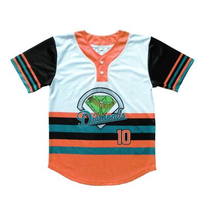 China Full 100% Polyester Antibacterial Fabric Wholesale Sublimation Print Baseball Jersey Sizes All Available Custom Baseball Shirts for sale