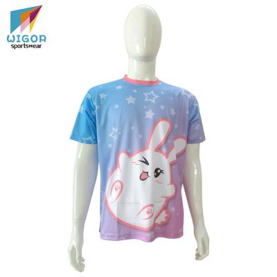 China Full Sublimation Anti Shrink Printing Cartoon Character Women Shirt Custom Maker for sale