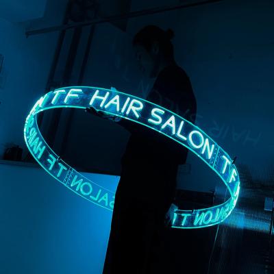 China Hot sale acrylic decoration bent led neon lights round hair salon led neon sign for salon decoration for sale