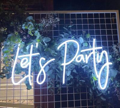 China Custom Wholesale Acrylic Letters Decoration Soft Fast Delivery Colorful Neon Sign Let Us Party for sale