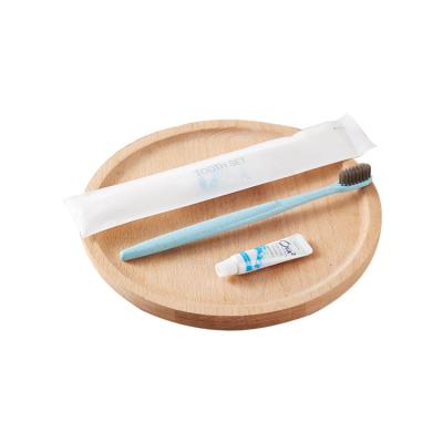 China Disposable Independent Packaging Toothpaste Wholesale OPP Bag Wheat Straw Base Eco-Friendly Cleaning Toothbrush for sale