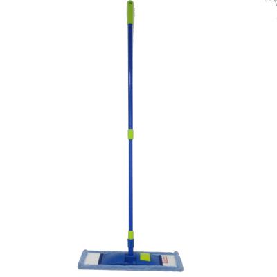 China Durable Three Kinds Of Cloth Long Iron Handle Floor Cleaning Magic Flat Broom for sale