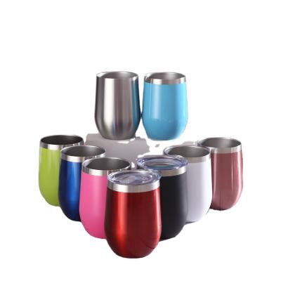 China Best Viable Selling Custom 12oz Vacuum Insulated Tumbler Cup Double Wall 18/8 Pro Grade Stainless Steel Wine Tumbler Cup With Lid for sale