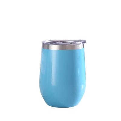 China Sustainable Stemless Wine Tumbler With 12 Ounce Stainless Steel Double Wall Vacuum Lid Insulated Wine Mug For Cocktails, Wine, Coffee for sale