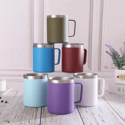 China Viable Hot Selling Double Wall Vacuum Travel Mug Cups Stainless Steel Tumbler Insulated Coffee Mug 12oz With Handle for sale