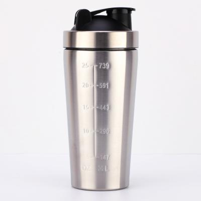 China Eco Friendly Protein Stored Cafe Gym Metal Stainless Steel Shaker Bottle With Metal Mixing Ball for sale