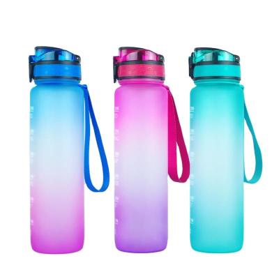 China BPA Free Vacuum Motivational Water Bottle Tritan Plastic Drinking Bottle For Outdoor School Camping for sale