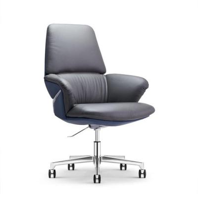 China OP-BX60018 AOBIN Contemporary Middle Back Mechanism Multifunctional Aluminum Base Leather Office Chair for sale